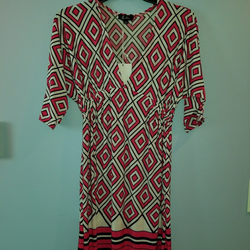 5th & Love pink black and white dress NWT large